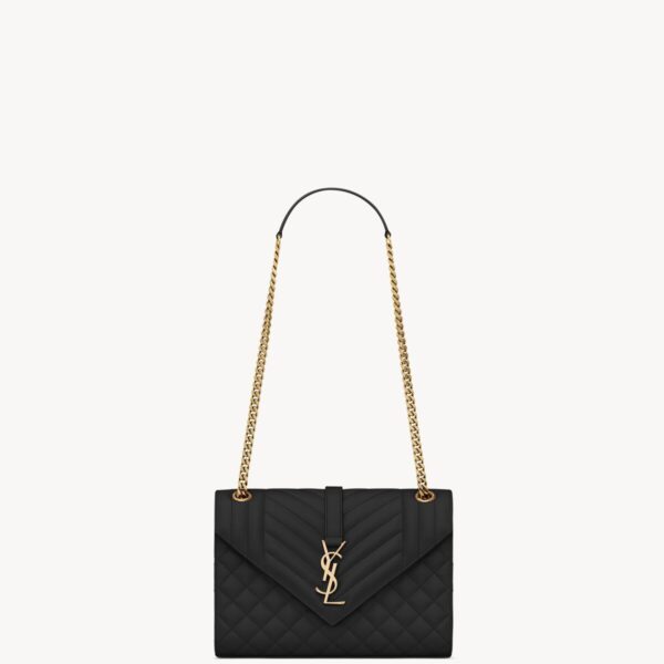 Ysl Envelope Medium in Quilted Grain De Poudre Embossed Leather