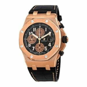 ap-royal-oak-rose-gold-black-leather-dial-left-replica