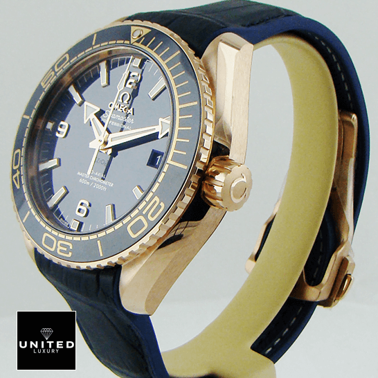Omega Seamaster Planet Ocean Steel Blue Dial Replica side view