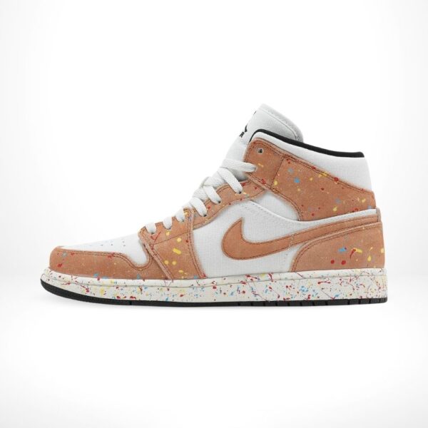 Air Jordan 1 Mid Brushstroke Paint Splatter Sail Chile Red SE