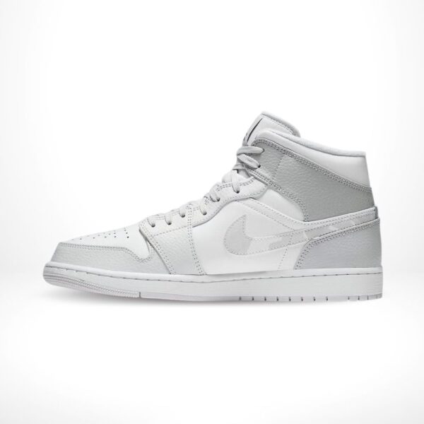Air Jordan 1 Mid Swoosh Logo Grey Camo White