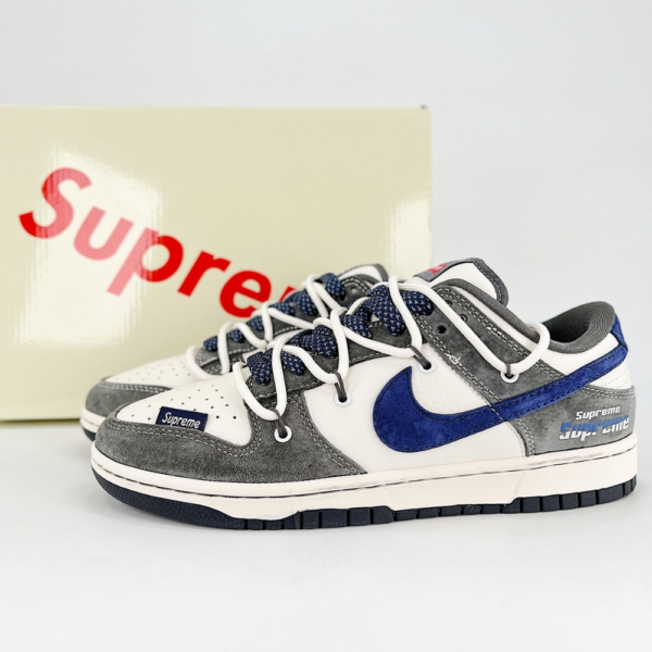 Nike SB Dunk Low Supreme Joint Gray White Hook Drawstring