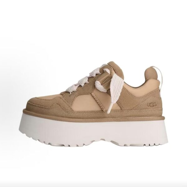 Beige Suede Thick‑Sole Platform Sneakers Women Daily Fashion Shoes