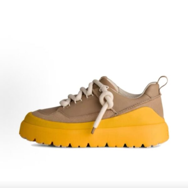 UGG Platform Sneakers Tan Upper Yellow Sole Women's Chunky Casual Shoes